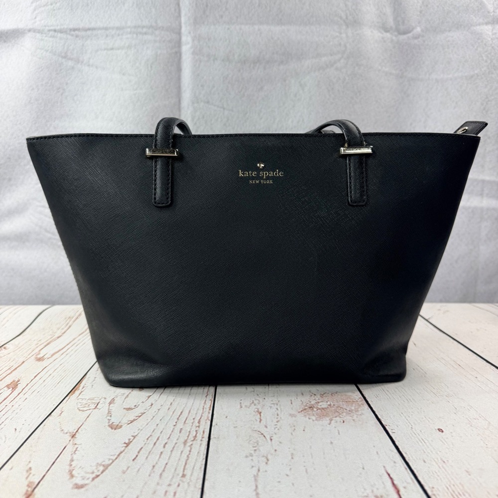 Kate Spade Cedar Street New York Black Saffiano Leather Zip Top Tote